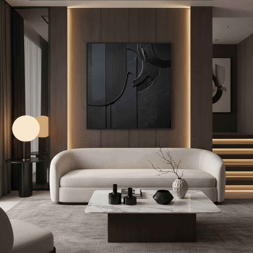 Obsidian Flow Handmade Painting-square canvas