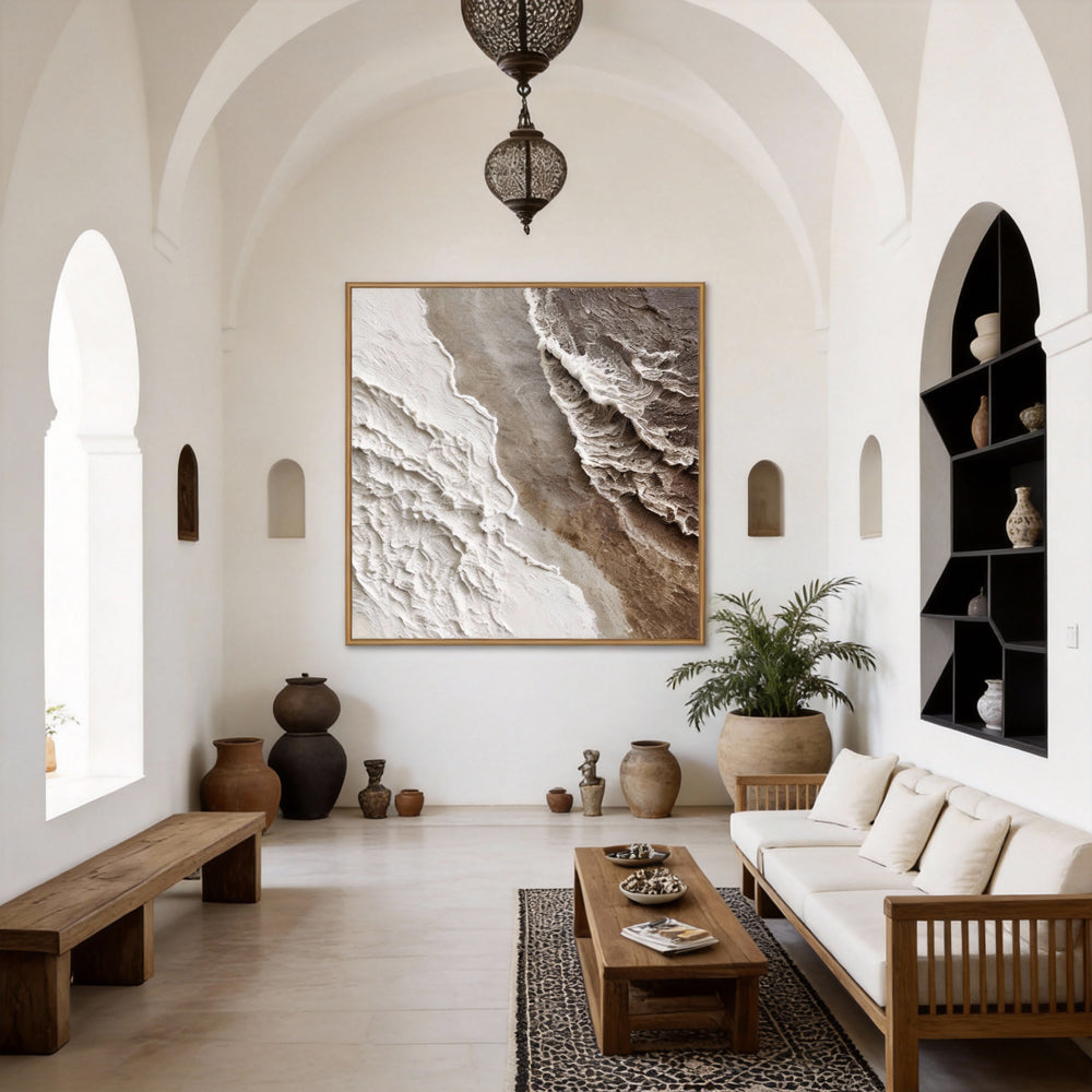 Tidal Symphony Handcrafted Painting-square canvas