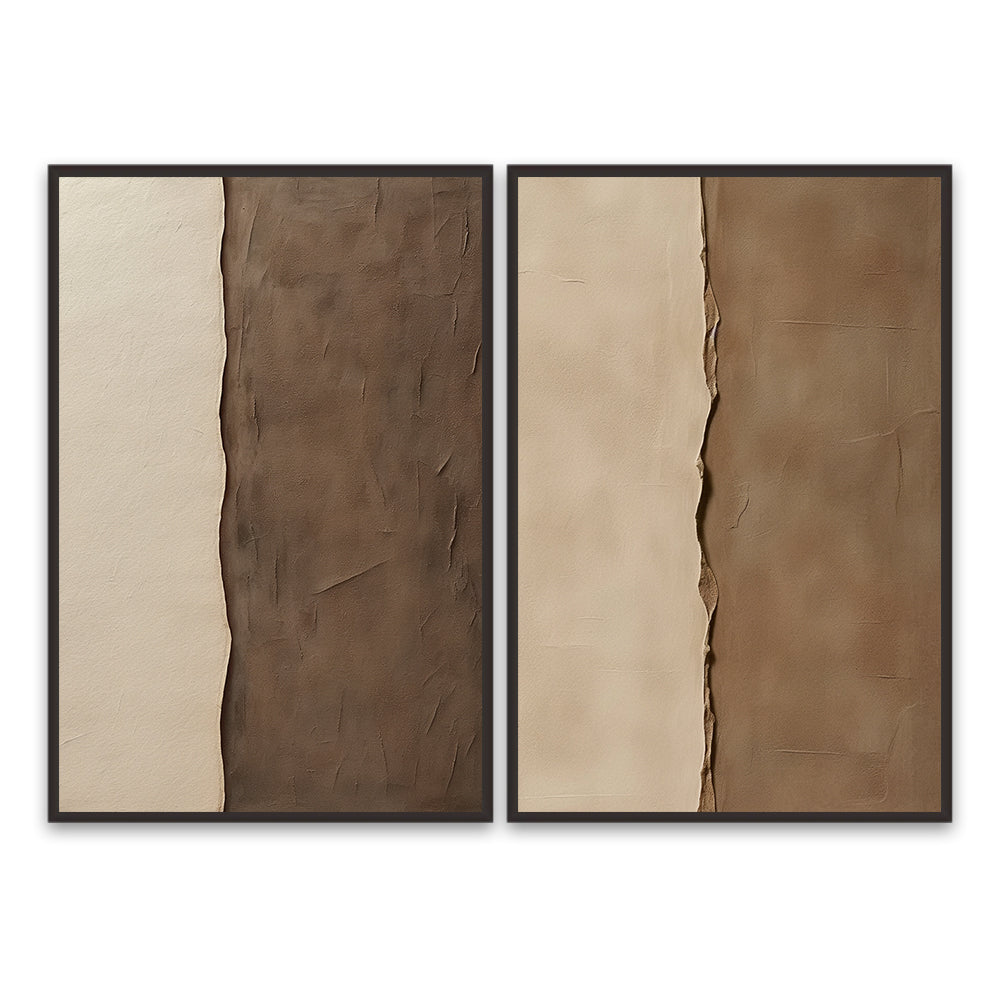Set of 2 Textured Abstract Canvas Art – Modern Minimalist Style Texture Wall Art Paintings