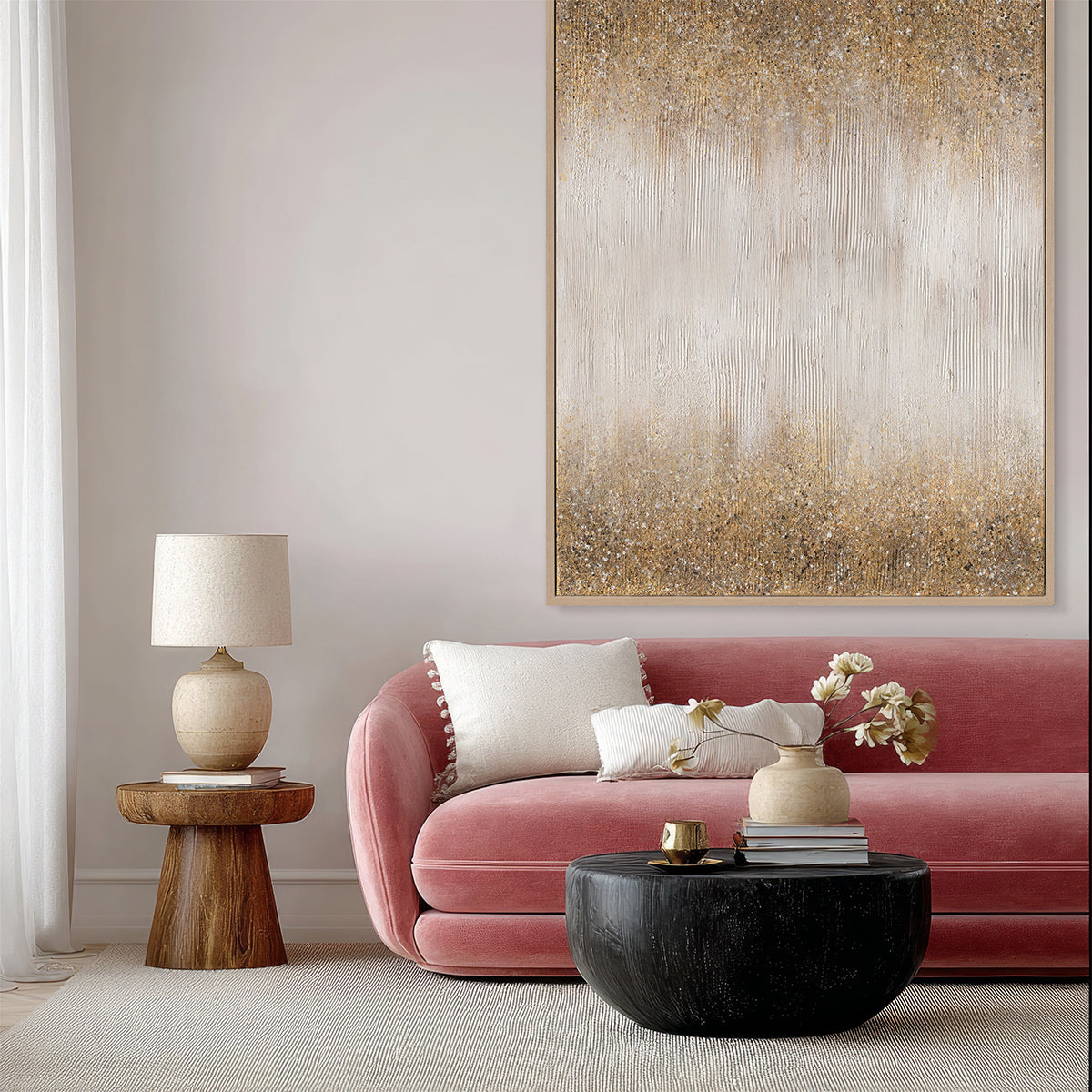 Hand-Painted Canvas Wall Art Golden Textured Abstract Gradient