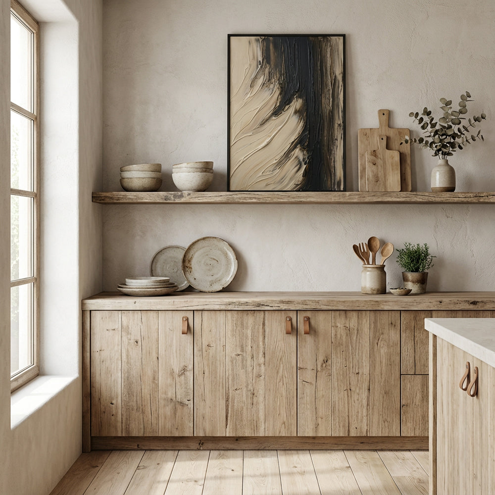 Earthbound Currents – Abstract Textured Organic Flow Oil-Style Artwork Handcrafted Oil Painting