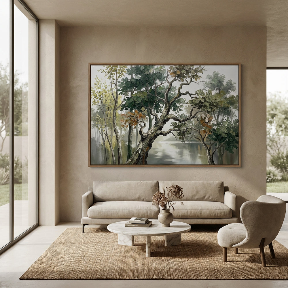 Forest Landscape Painting – Impressionist Palette Knife Style  Handcrafted Painting artwall