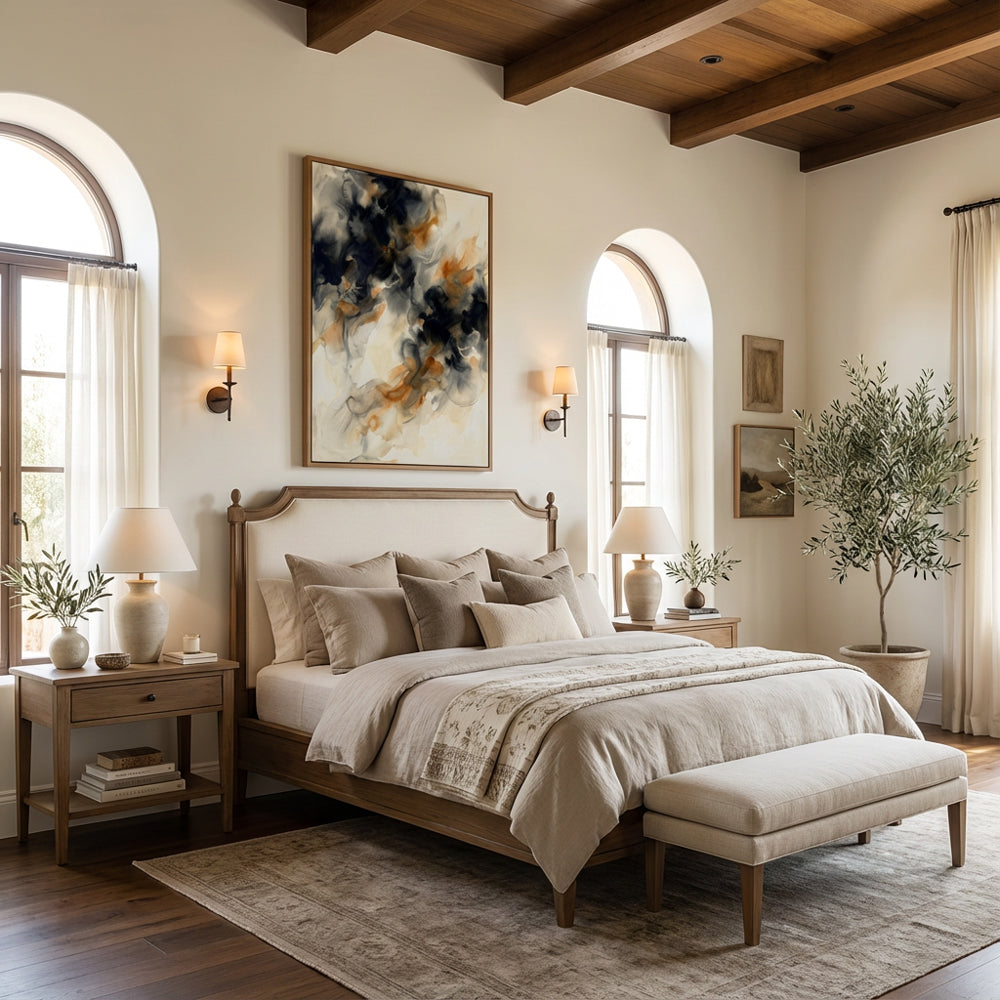 Ethereal Drift | Modern Abstract Ink-Wash Style Hand-Painted Oil Painting Wall Art