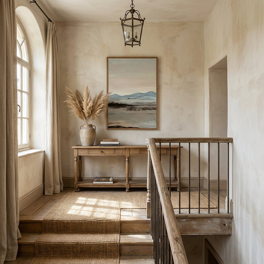 Serene Distant Mountains – Minimalist Landscape Style Handmade Painting Wall Art