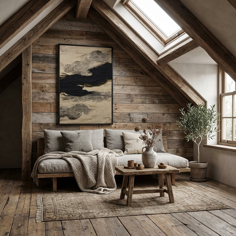 Silent Flow of Shadows – Abstract Textured Minimalist Oil-Style Artwork Handcrafted Painting