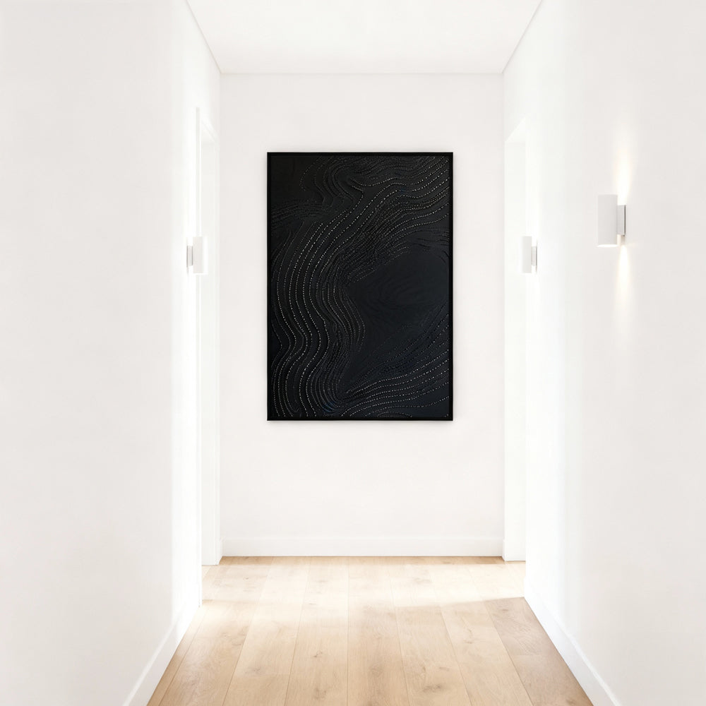 Flow Line Pattern Theme Painting – Minimalist Abstract Style Handmade Texture Wall Art