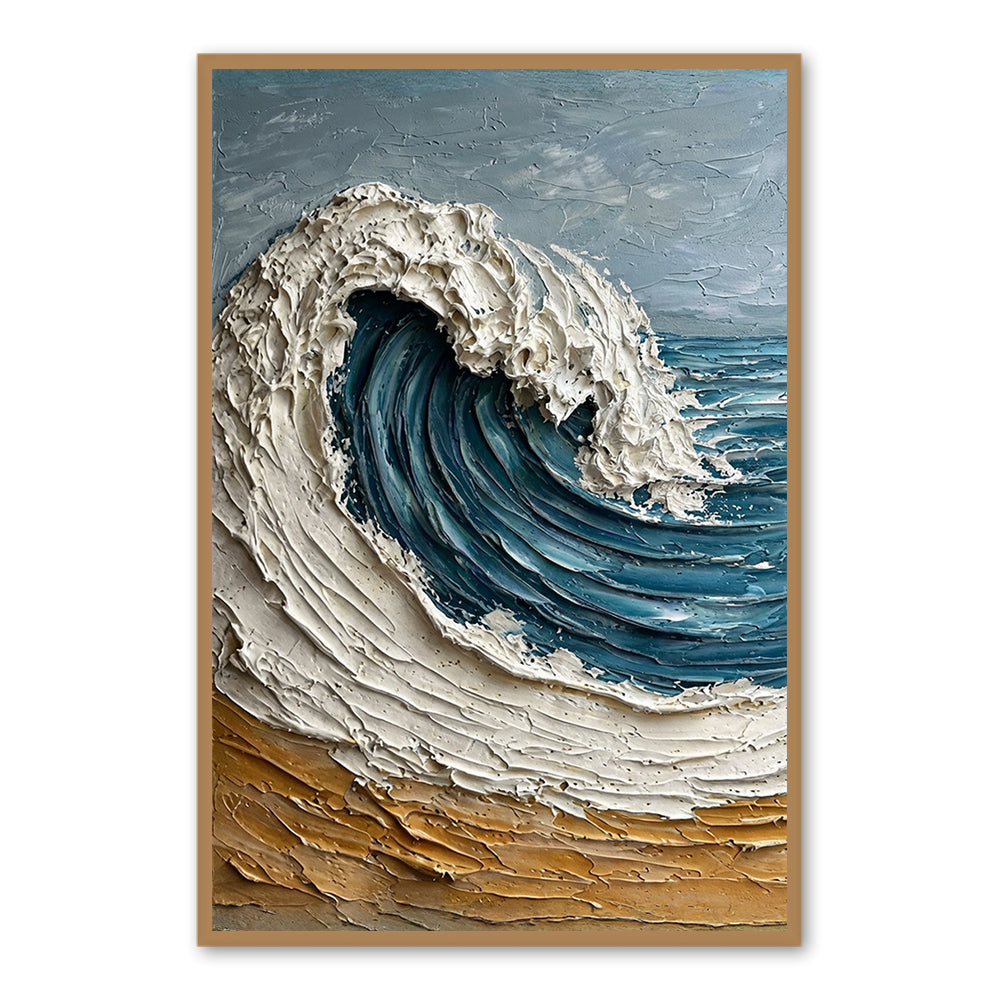 Rising Ocean Force | Modern Impasto Seascape Style Hand-Painted Oil Painting Wall Art