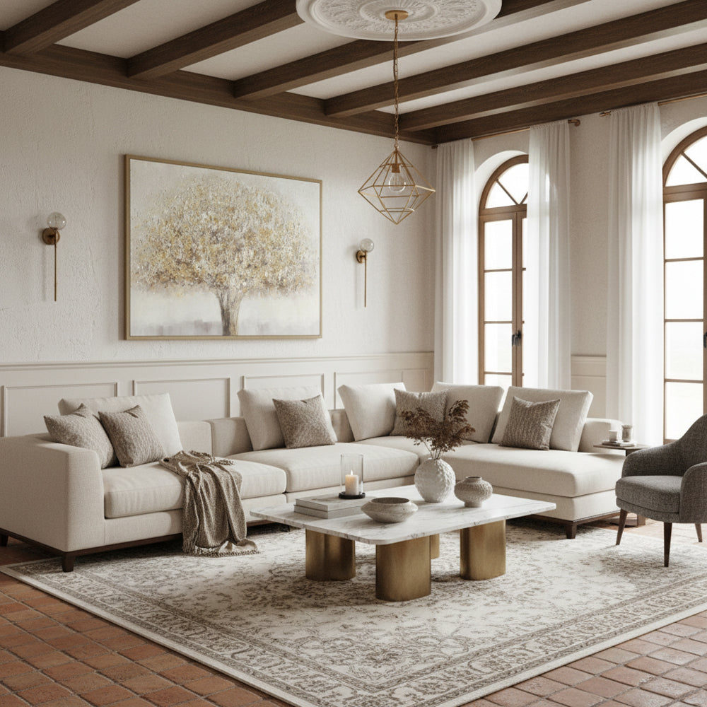 Hand-Painted Canvas Wall Art Golden Tree of Life