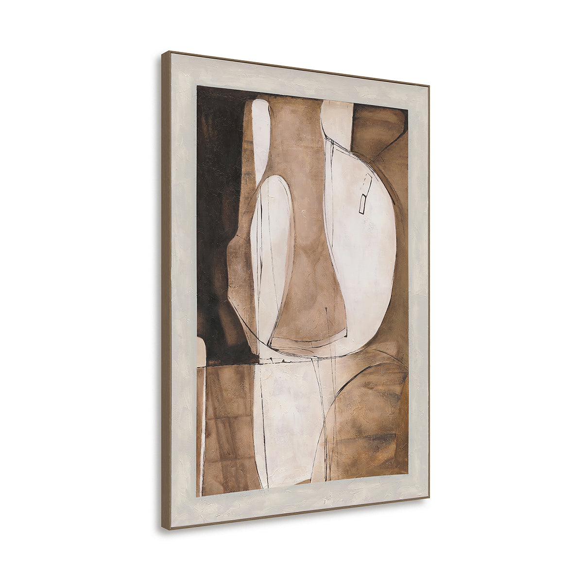 Hand-Painted Abstract Canvas Earthy Brown & Neutral Tones