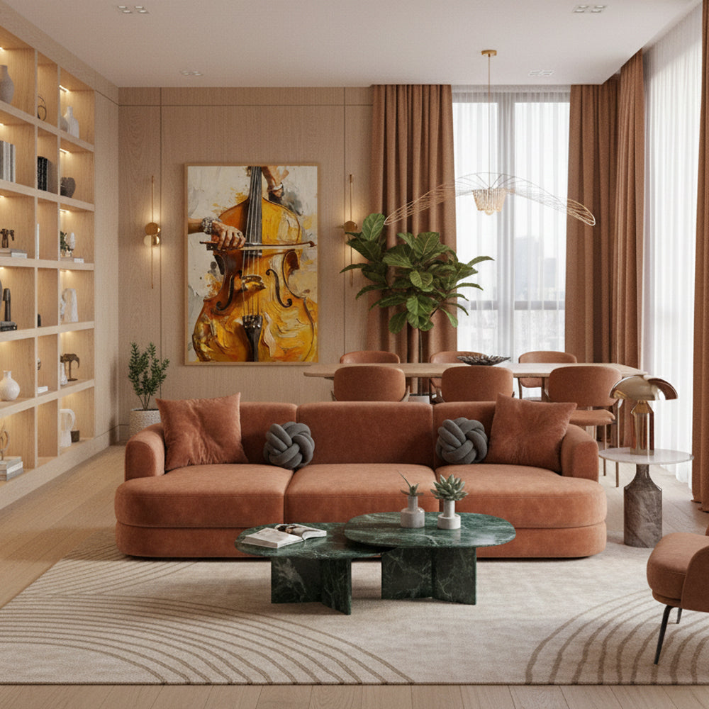 Rhythm of Strings – Impressionist Music Theme Handmade Oil Painting Wall Art