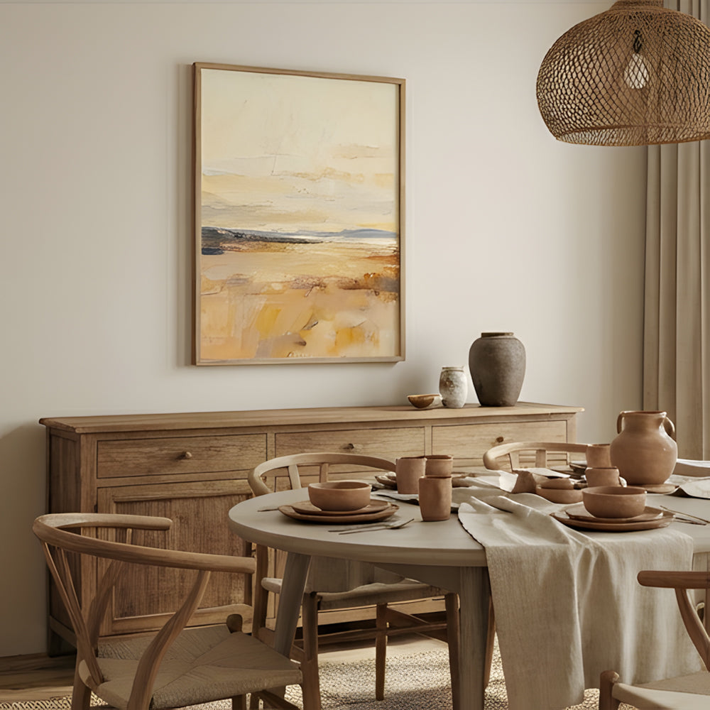 Golden Desert Horizon – Impressionist Style Landscape Handmade Painting