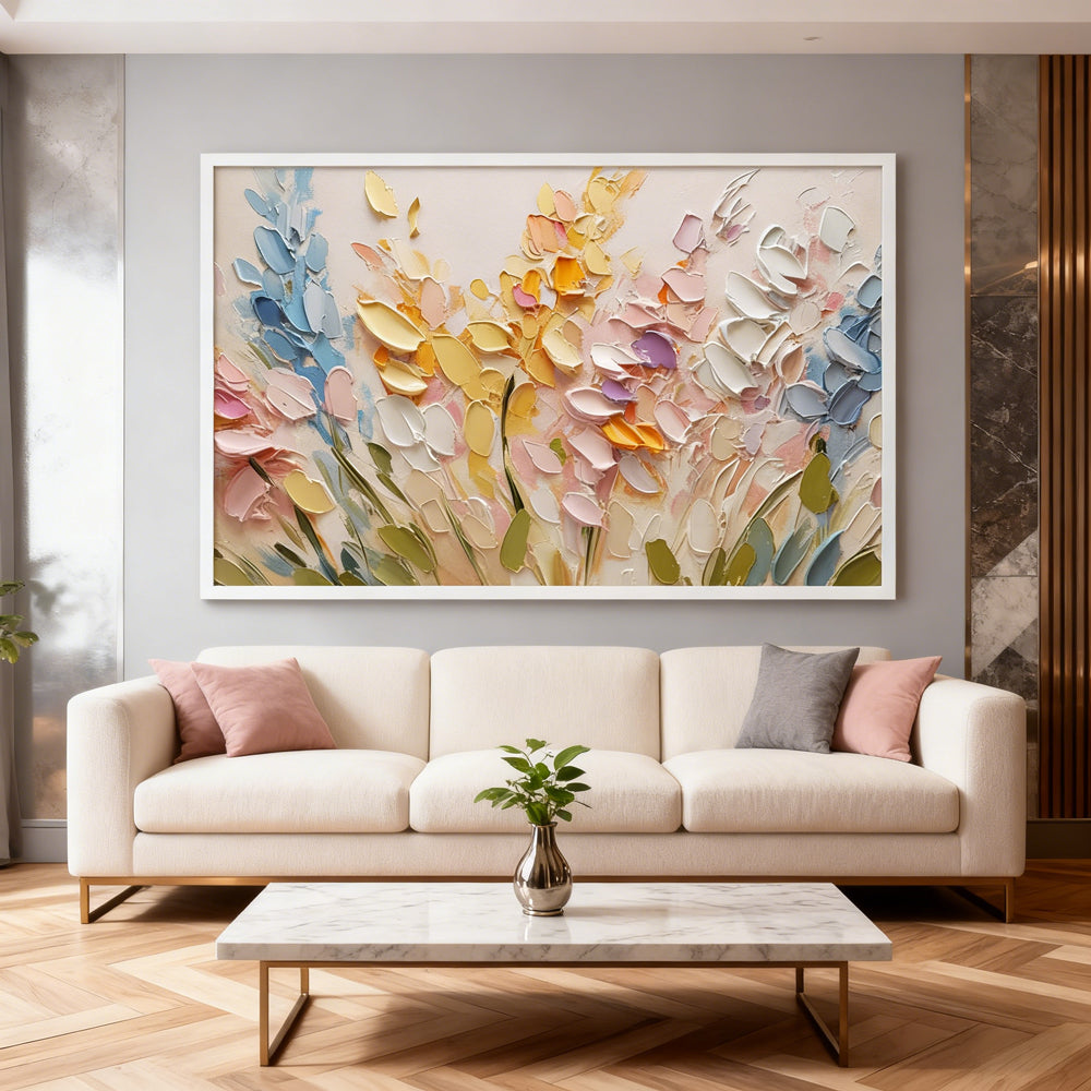 Blossoms of Spring– Handcrafted Floral Oil Painting, Palette Knife Floral Art, Spring Wall Decor