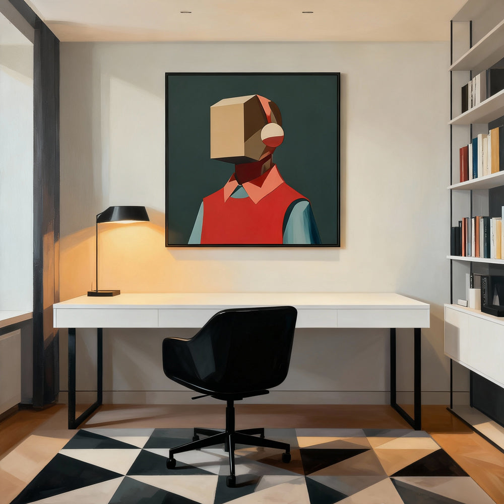 Cubed Mind – Modern Abstract Figurative Style Handmade Oil Painting Wall Art