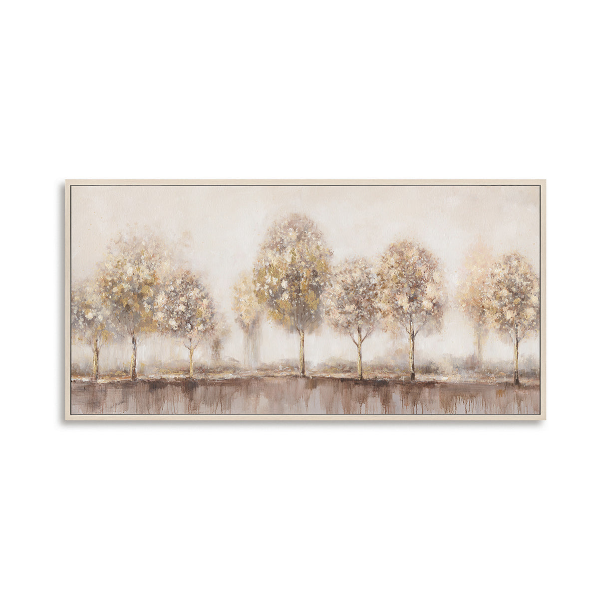 Handgemalte abstrakte Landschaft Wandkunst Goldene Herbstbäume 
