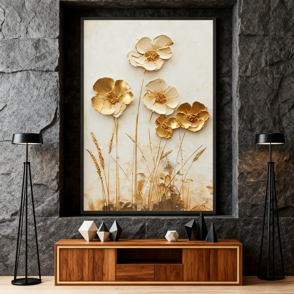 Golden Blossoms – Handcrafted Oil Painting