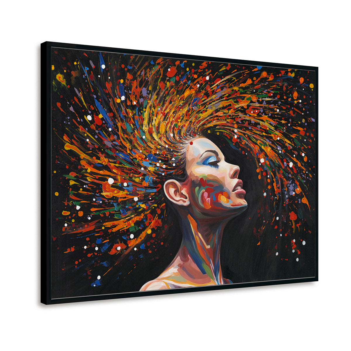 Handmade Abstract Portrait Painting Colorful Expression on Canvas