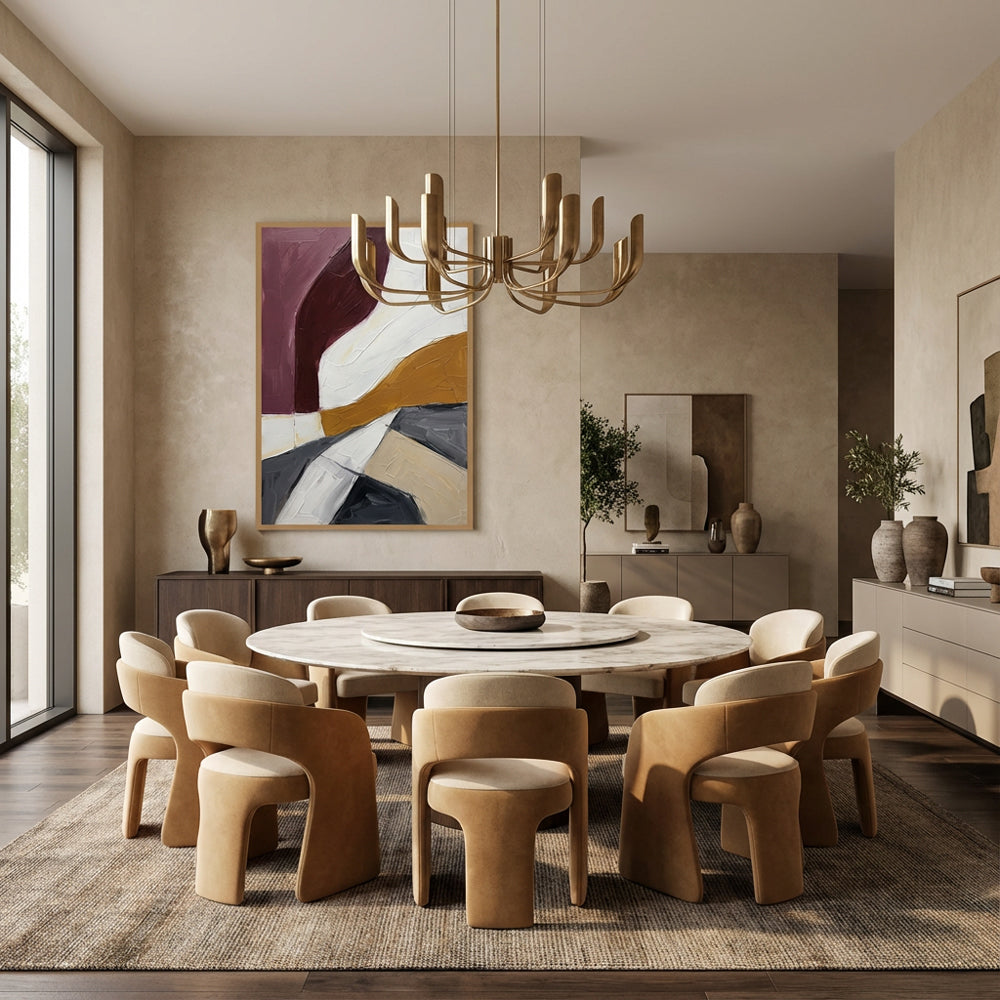 Earth Flow Balance | Modern Abstract Color Block Style Hand-Painted Oil Painting Wall Art