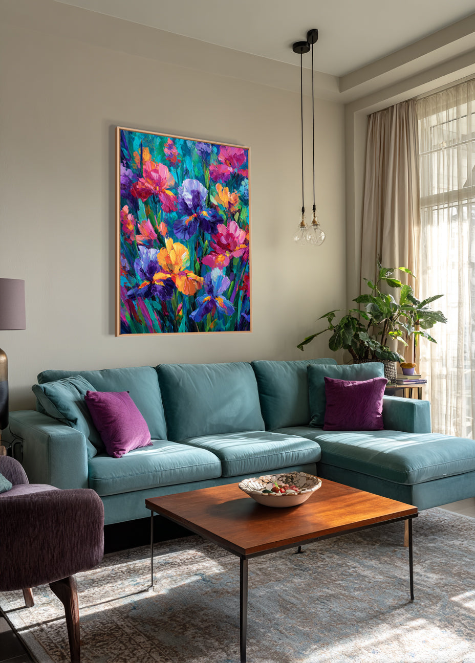 Symphony of Irises Colorful Impressionist Flower Canvas Handcrafted Painting