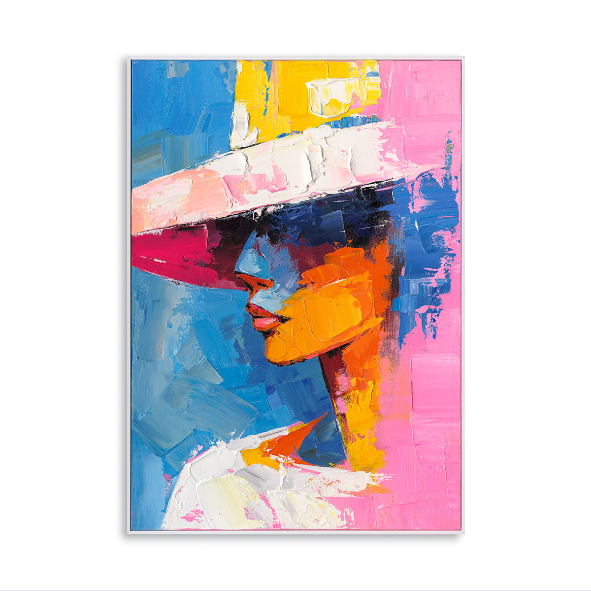 Handmade Abstract Woman Portrait Colorful Modern Art on Canvas