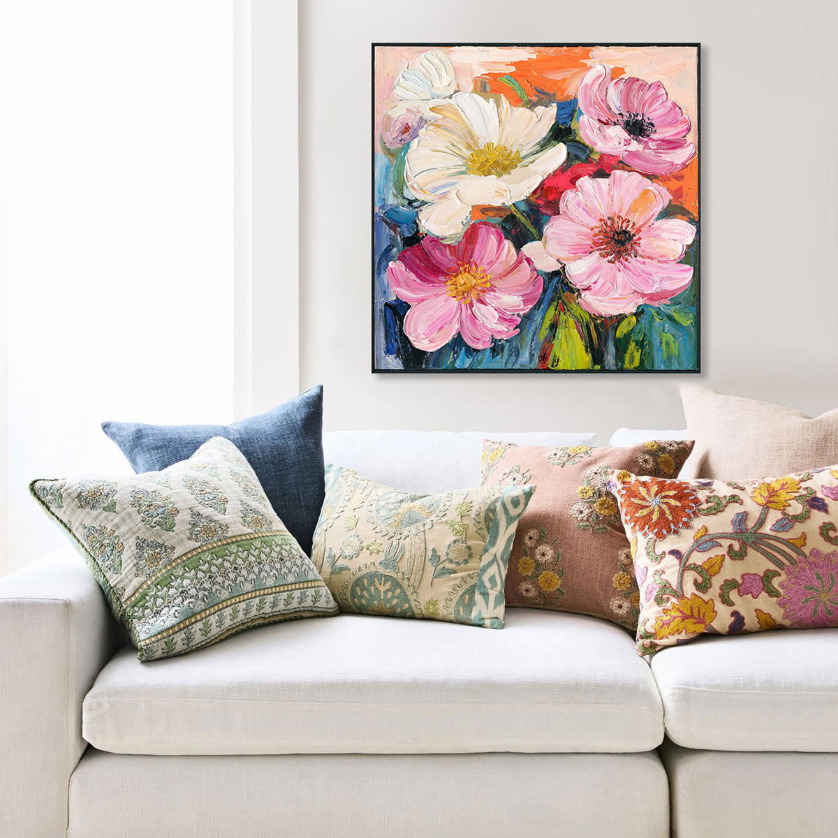 Pintura hecha a mano con vibrante belleza floral