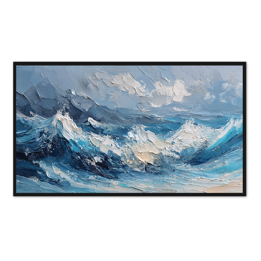 Endless Tide Horizon | Contemporary Abstract Ocean Handmade Oil Painting Wall Art  Key Points:
