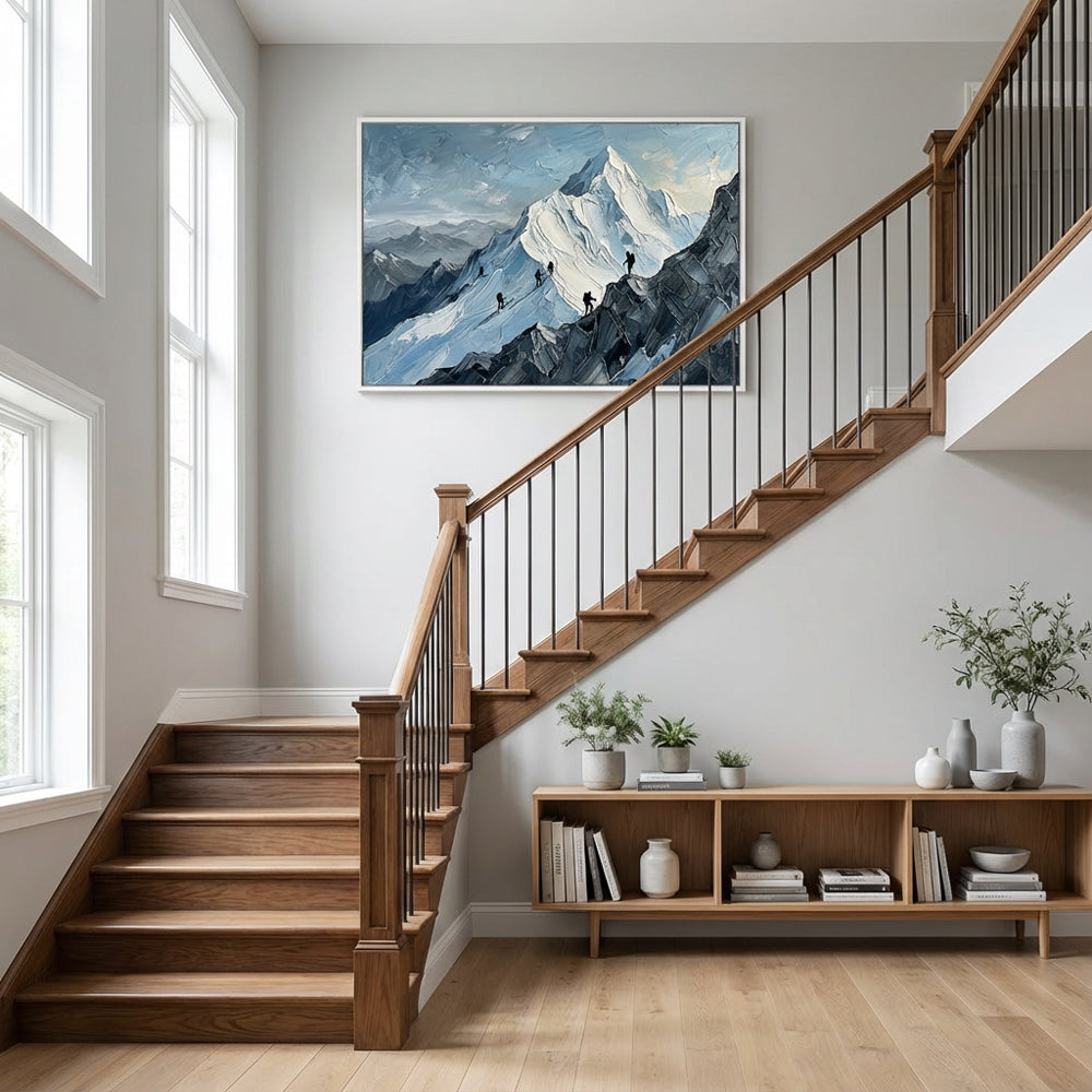 Ascend the Summit – Impressionist Alpine Expedition Oil-Style Artwork Handcrafted Painting