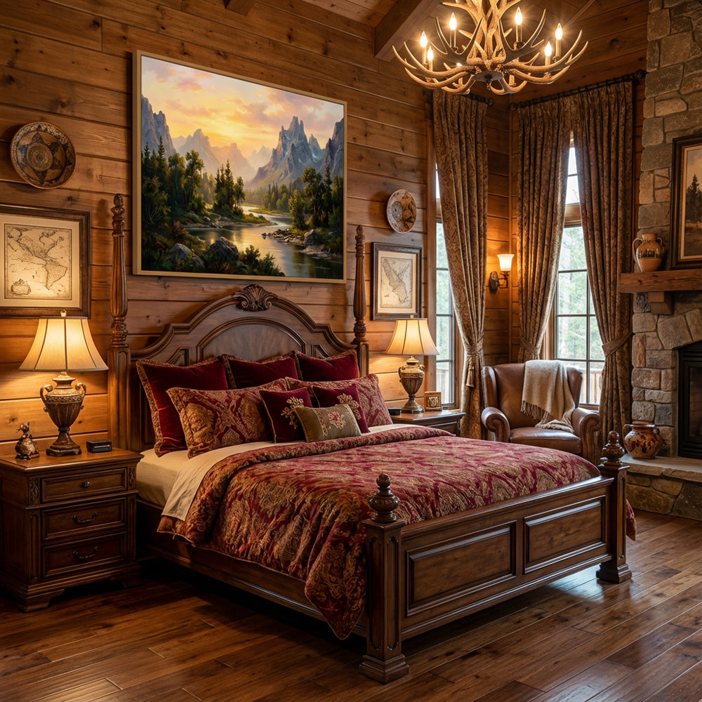 Sunlit Valley Serenity – Realist Mountain River Landscape Oil-Style Artwork Handcrafted Painting