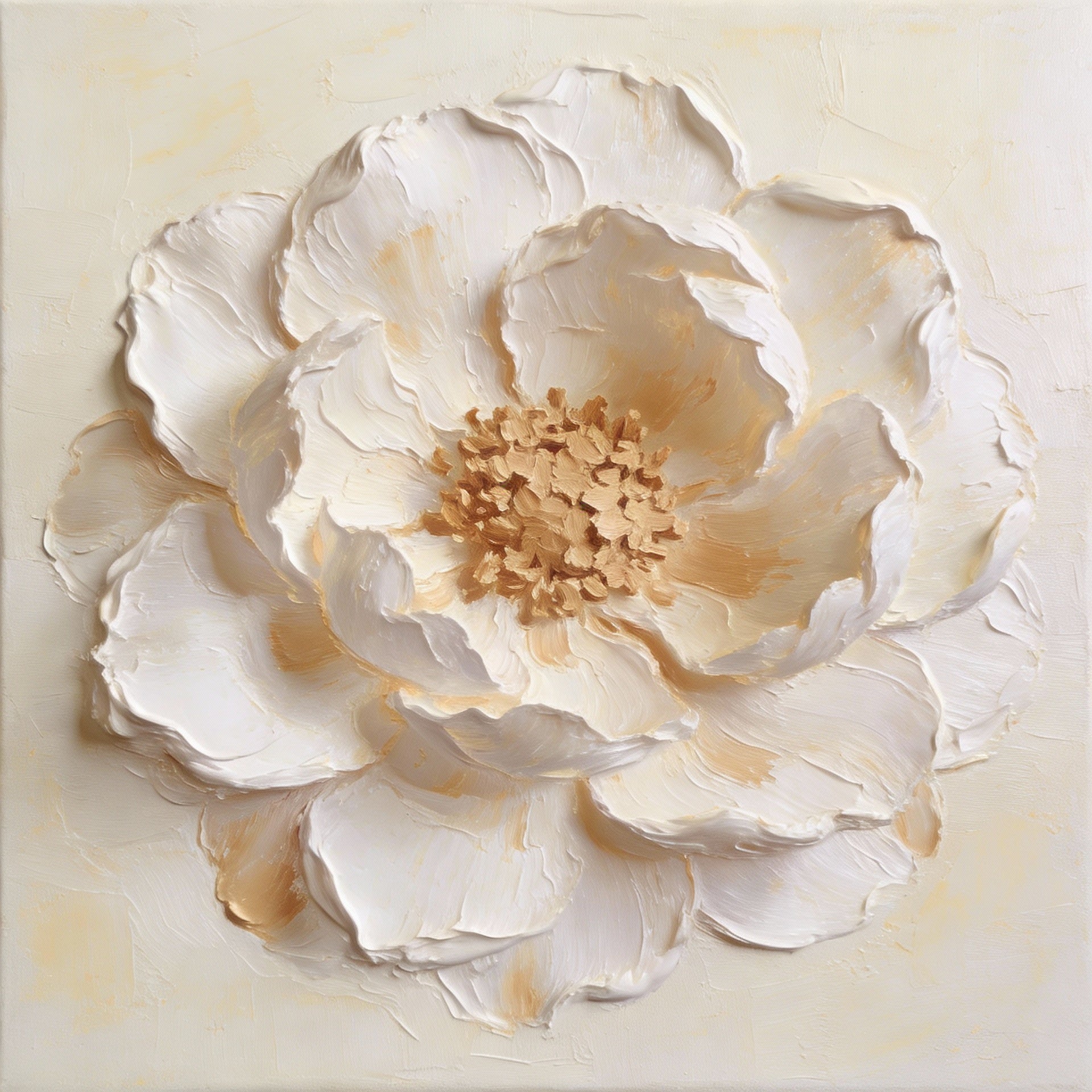 Silent Petal Harmony – Contemporary Floral Textured Hand-Painted Oil Painting Wall Art