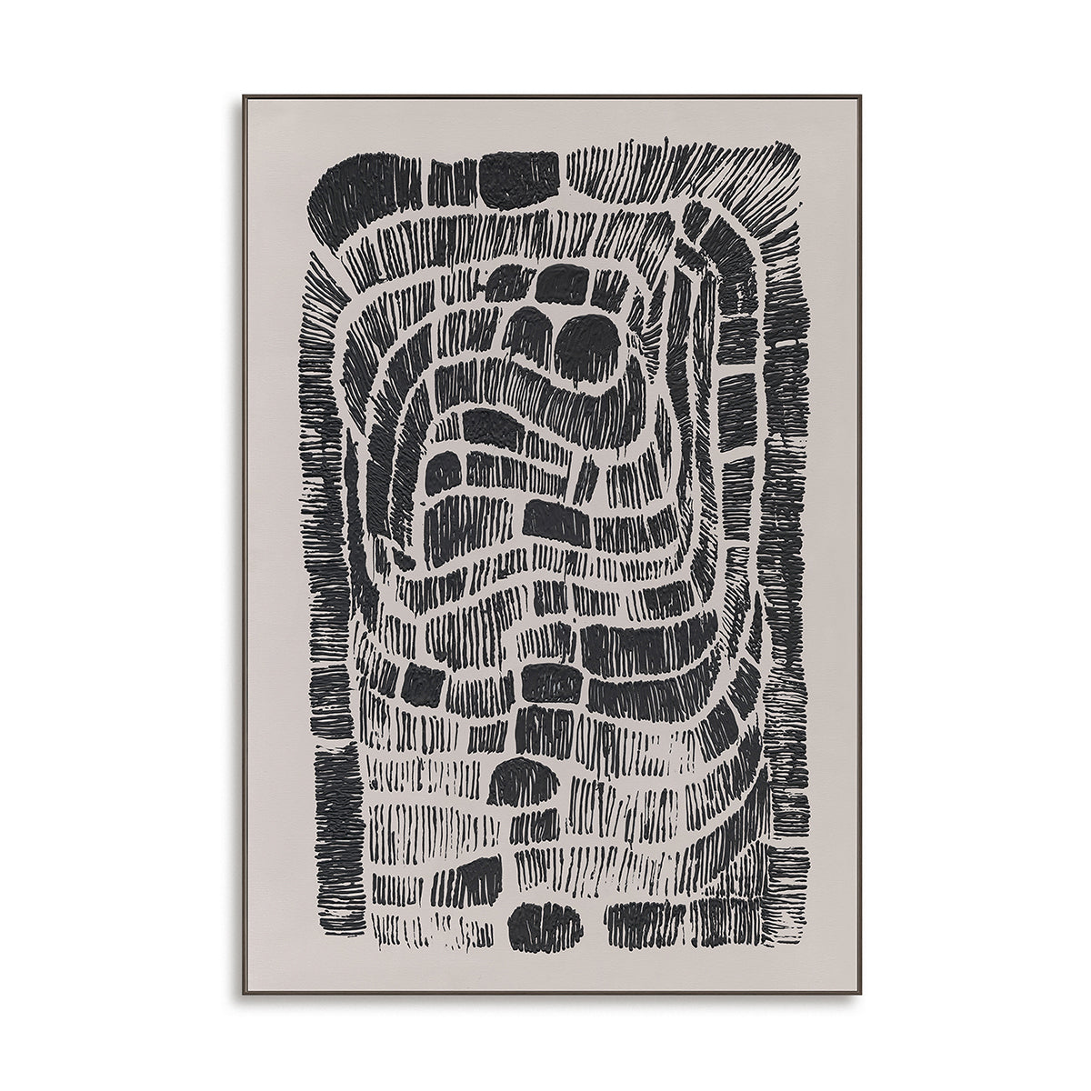 Abstract Minimalist Wall Art Black and White Geometric Hand-painted Texture Canvas Modern Nordic Decoration