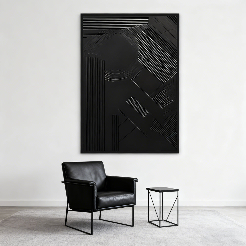 Geometric Rhythm Black | Minimalist Relief Texture | Modern Wall Art