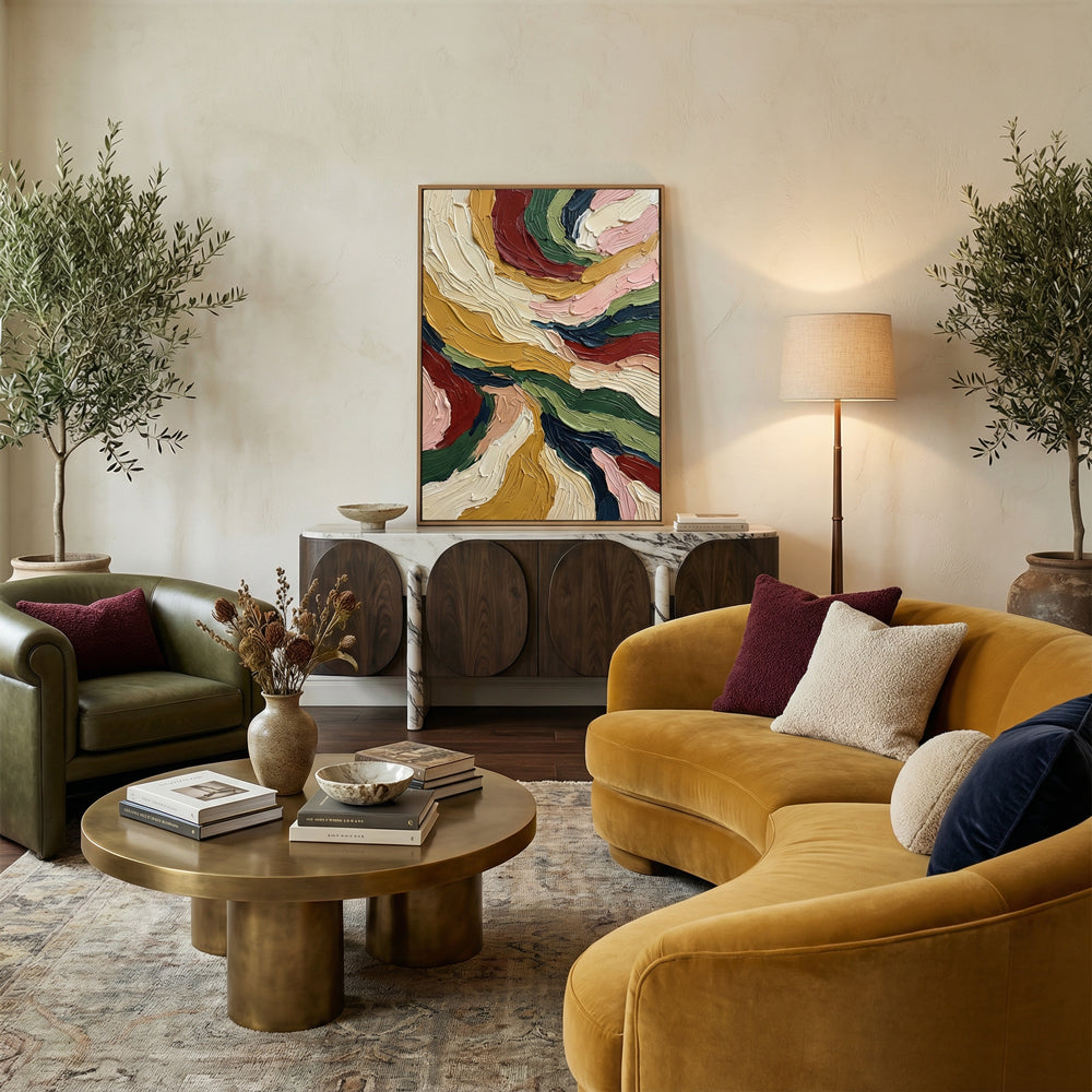 Earth Flow Symphony | Modern Abstract Texture Handmade Oil Painting Wall Art