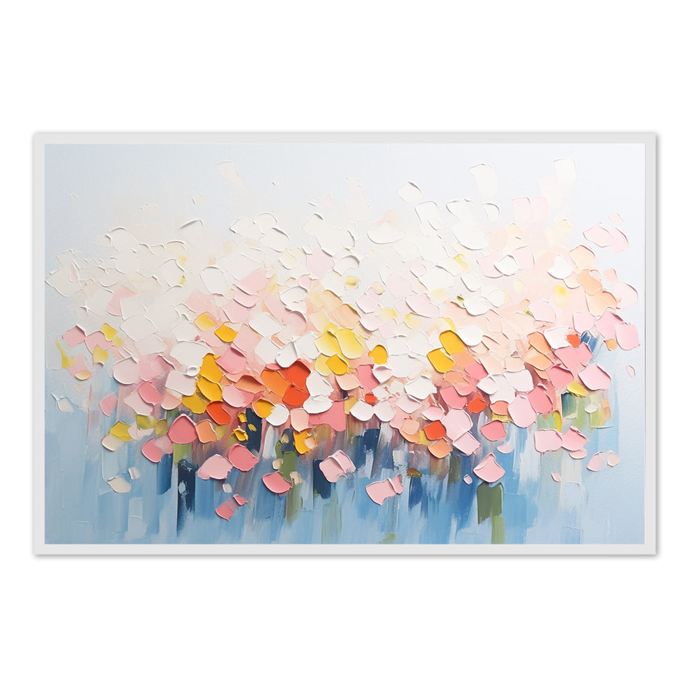Blooming Petal Symphony – Abstract Impasto Style Handmade Oil Painting Wall Art