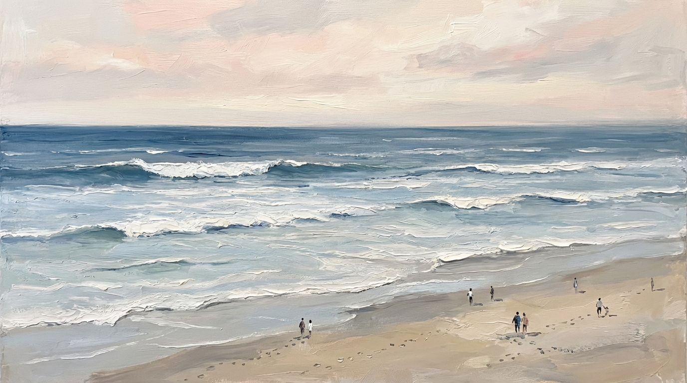 Endless Shoreline Calm | Contemporary Minimal Seascape Style Hand-Painted Oil Painting Wall Art