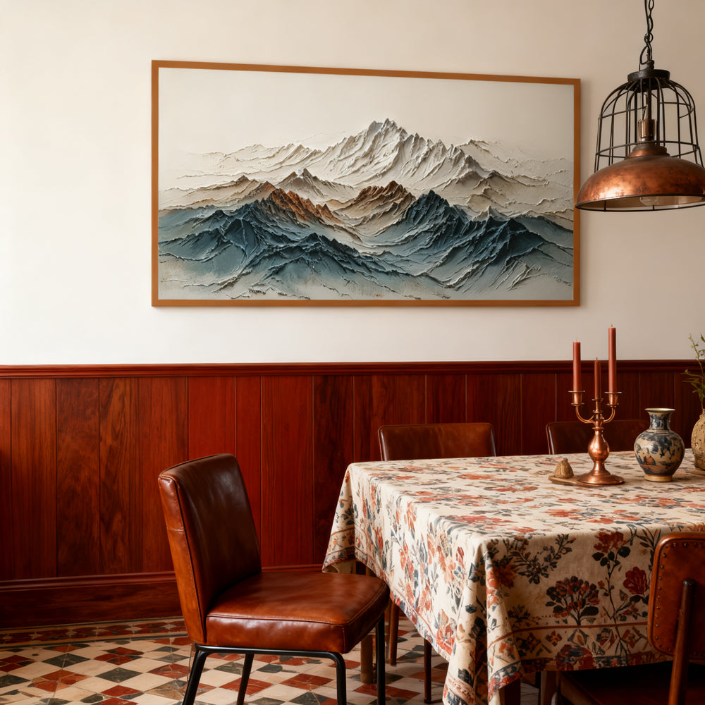 Layered Mountain Peaks – Textured Abstract Landscape Handmade Oil Painting Wall Art