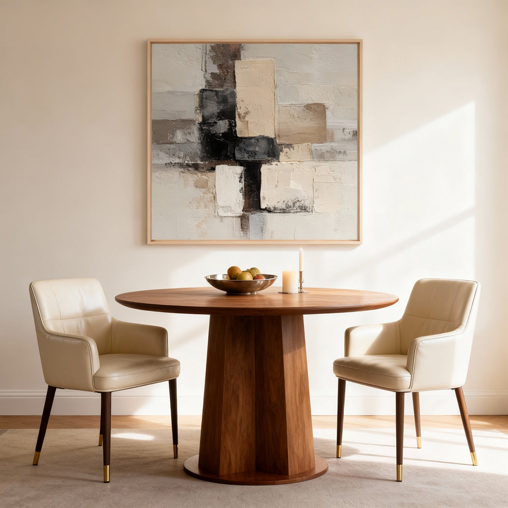 Silent Boundaries – Geometric Abstract Texture Painting, Handmade Oil Wall Art for Modern Minimalist Interiors