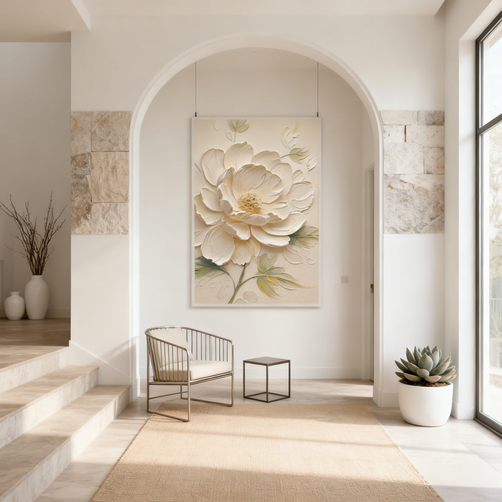 Elegant Blossom Texture Art – Impressionistic Floral Style Handmade Oil Painting Wall Art