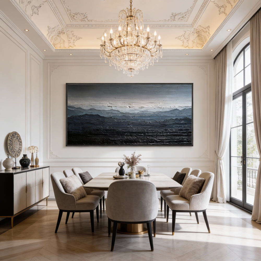 Silent Ridge – Modern Abstract Landscape Texture Painting, Handmade Oil Wall Art for Contemporary Interior Decoration