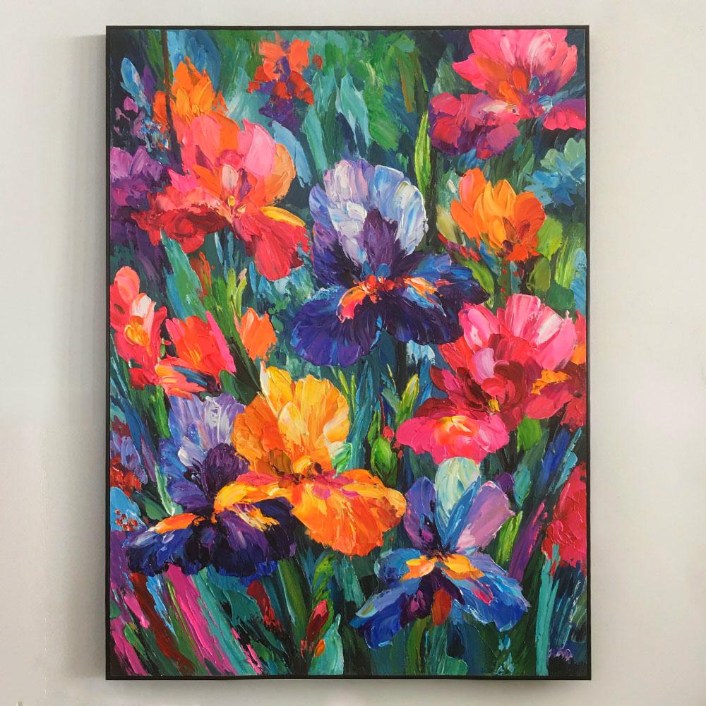 Symphony of Irises Colorful Impressionist Flower Canvas Handcrafted Painting
