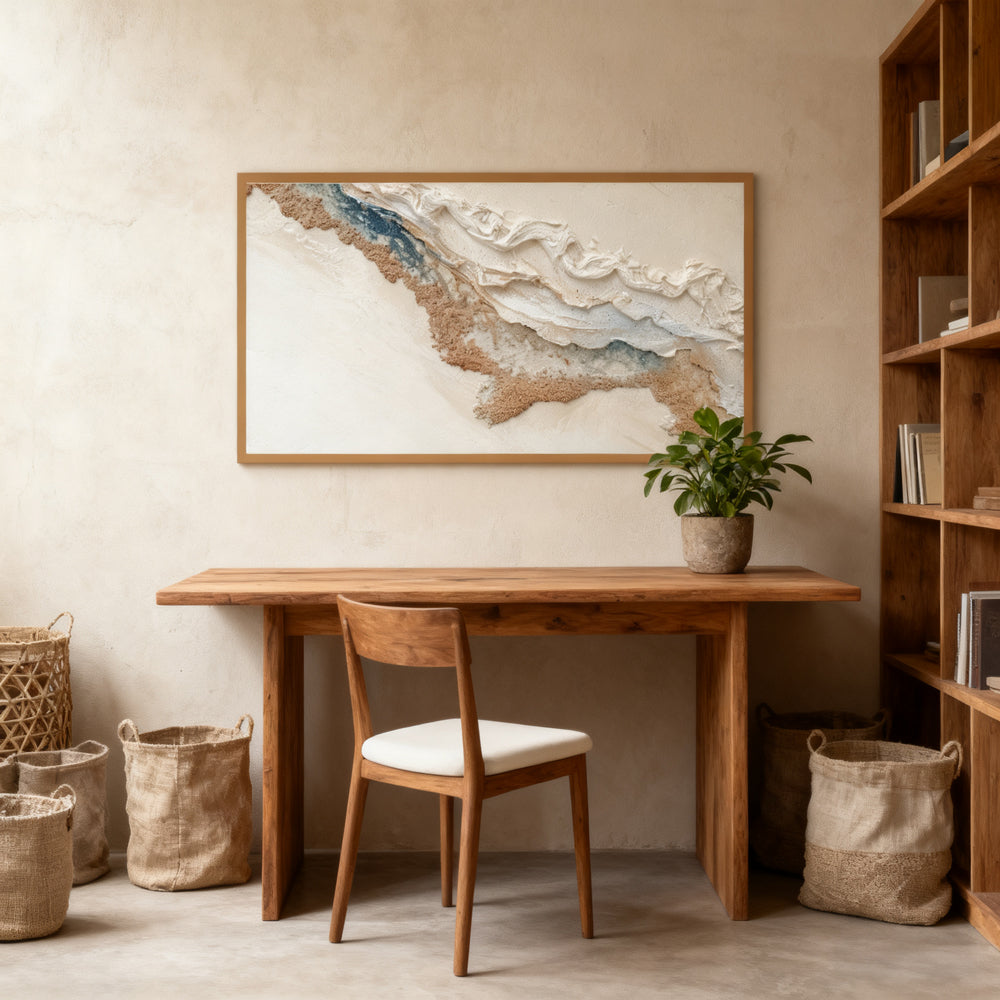 Coastal Drift Contours – Modern Abstract Textured Hand-Painted Oil Wall Art