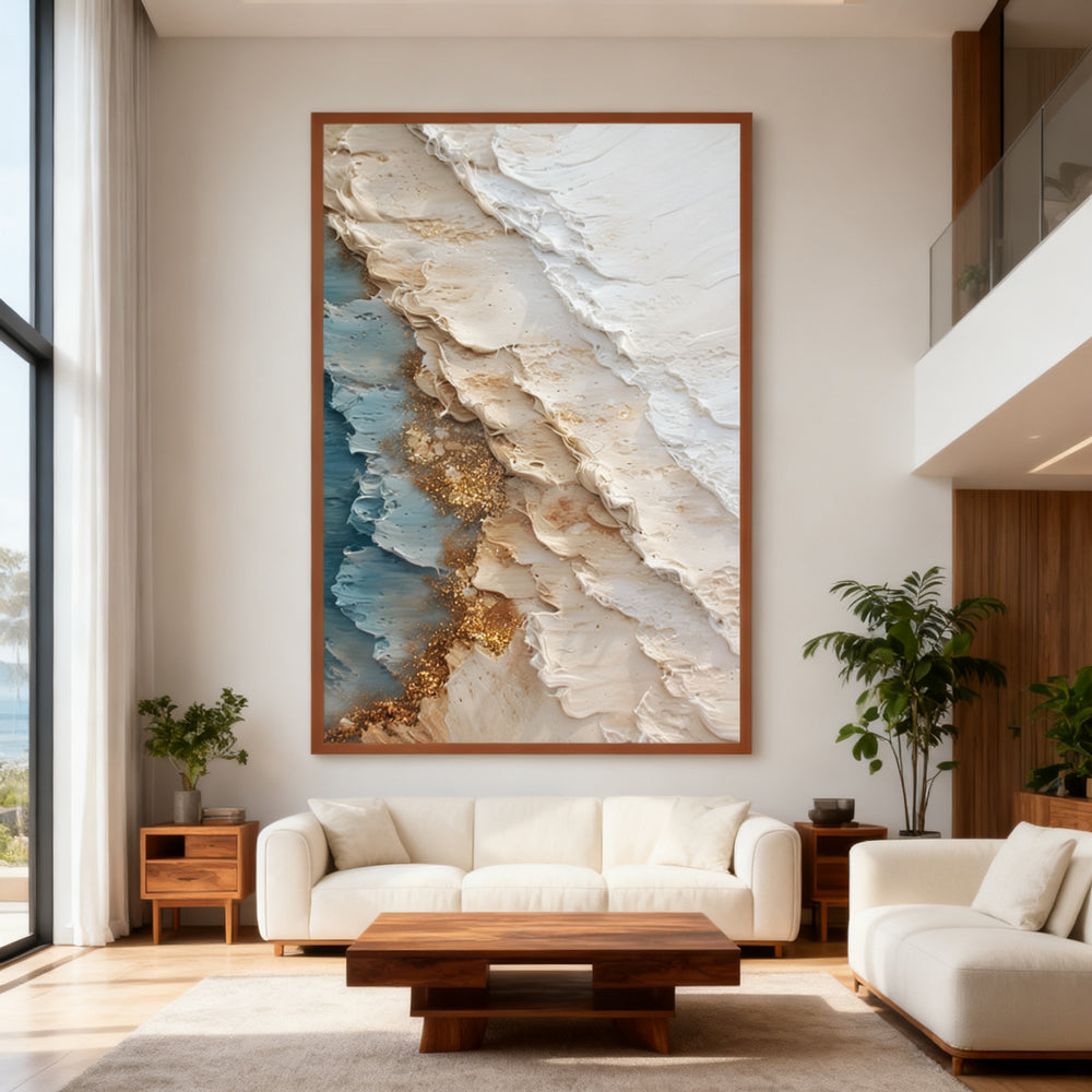Coastal Layers Harmony – Abstract Textured Hand-Painted Oil Wall Art
