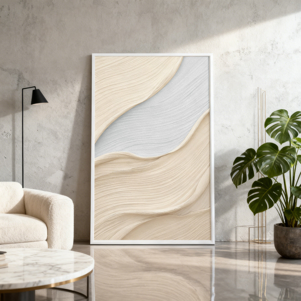 Flowing Harmony Textured Abstract Painting – Minimalist Style Wall Art