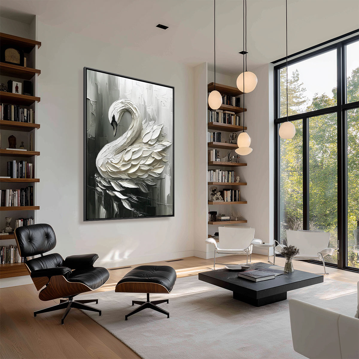 Handcrafted Painting The Swan's Dance Wall Decor