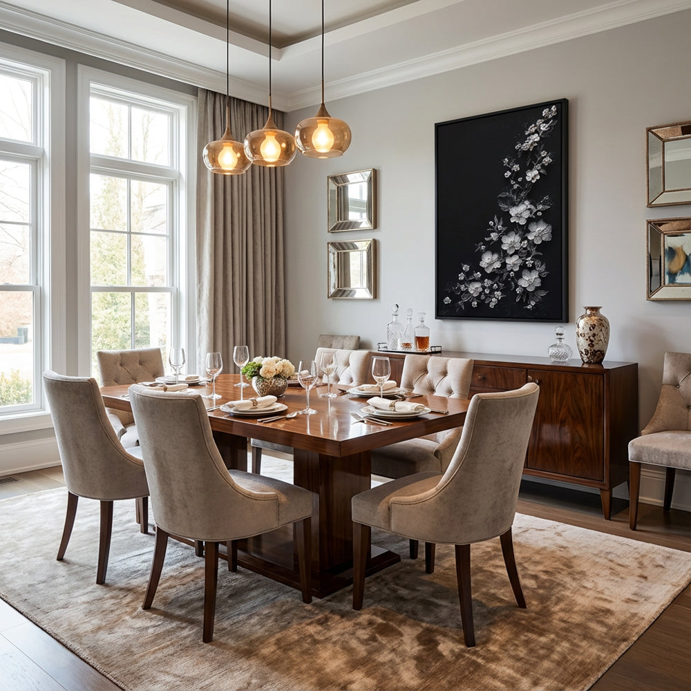 Silver Floral Cascade – Modern Minimal Relief Style Handmade Oil Painting Wall Art