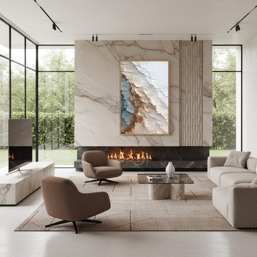 Coastal Layers Harmony – Abstract Textured Hand-Painted Oil Wall Art