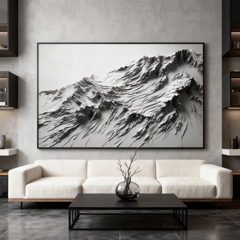 Mountain Landscape Paper Relief Art, 3D Wall Art, Handcrafted Mountain Design Texture Paintings
