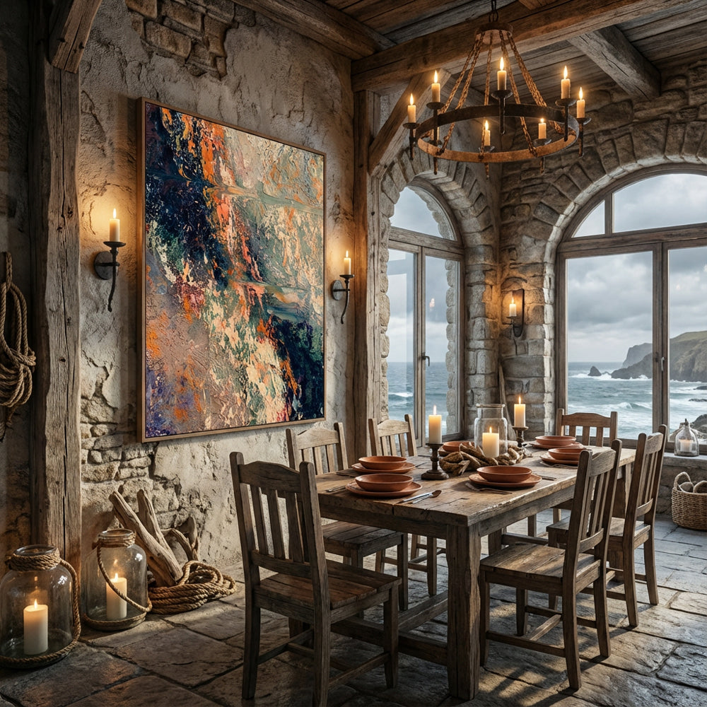 Chromatic Drift — Contemporary Abstract Textured Handmade Oil Painting Wall Art