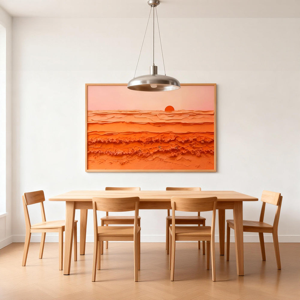 Sunrise Harmony – Abstract Texture Landscape in Warm Orange Tones, Sunset Over Waves Extra Large