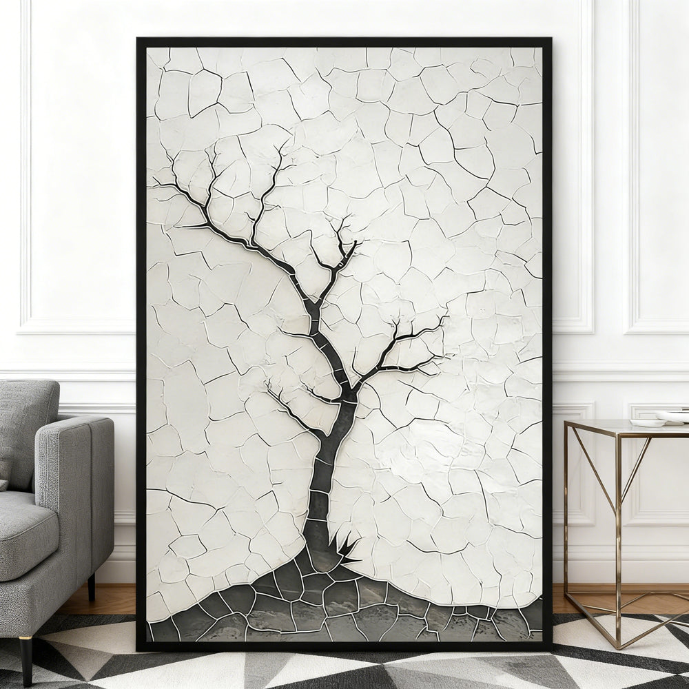 Solitary Tree Texture Art – Abstract Minimalism Wall Art