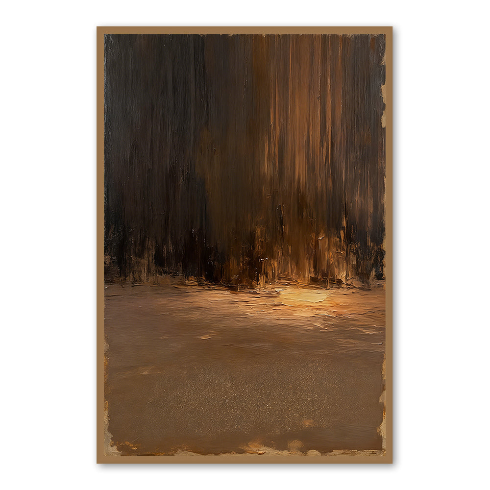 Golden Glow Forest – Abstract Texture Painting – Modern Wall Art