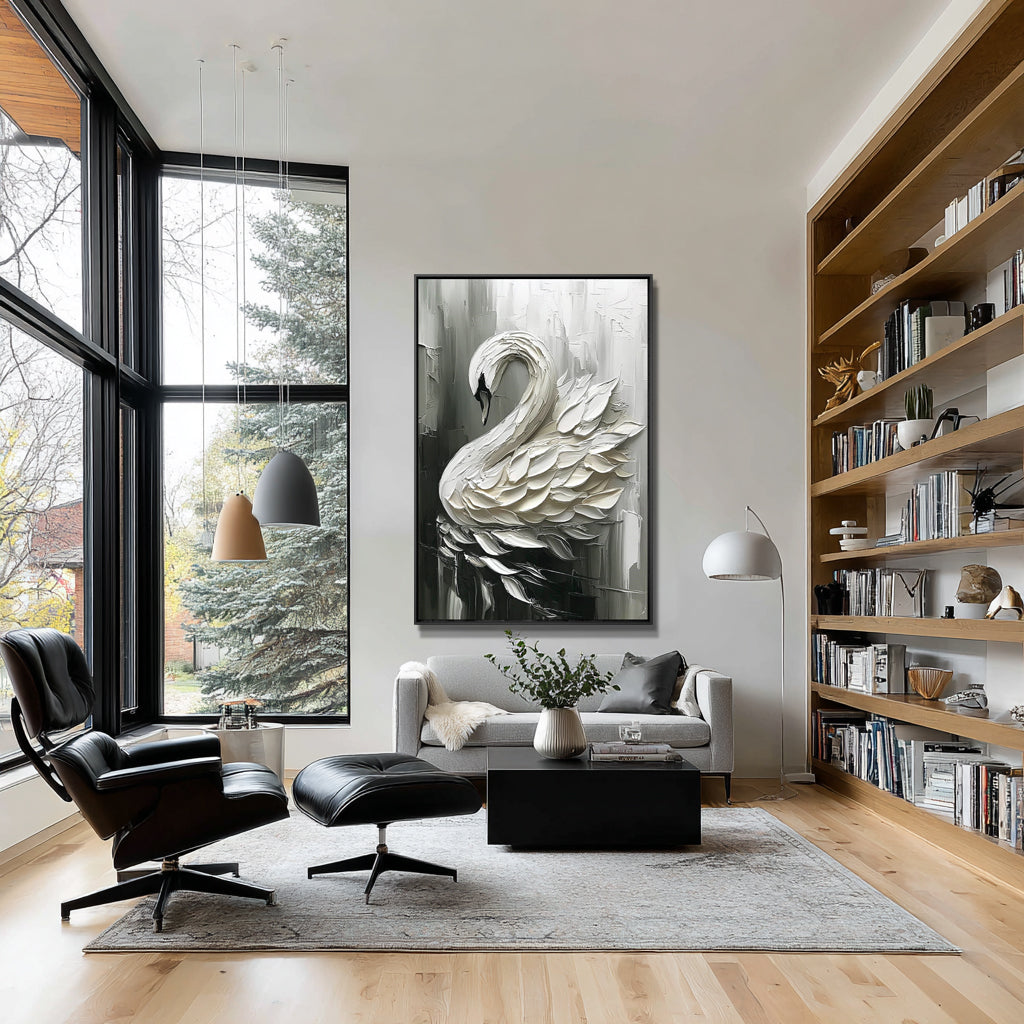 Handcrafted Painting The Swan's Dance Wall Decor